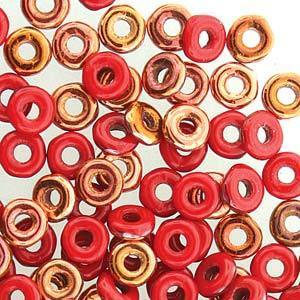 O BEADS 3.8X1MM OPAQUE RED SUNSET-10 GM