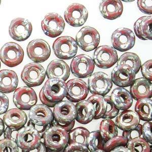 O BEADS 3.8X1MM OPAQUE RED PICASSO-10 GM