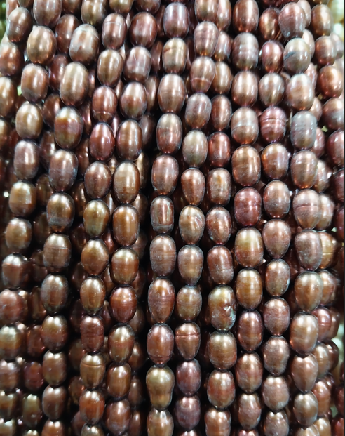 Freshwater Pearls rice beads copper 7x5mm