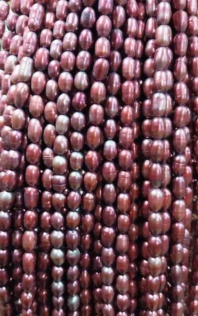 Freshwater Pearls rice beads garnet 6x4mm