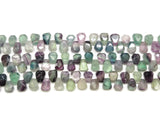 Flourite Faceted Pear Teardrop Pendant Strand