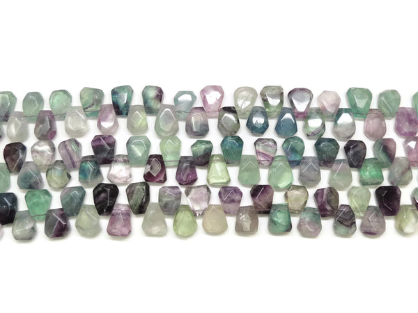 Flourite Faceted Pear Teardrop Pendant Strand