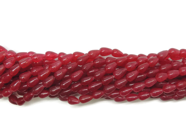 Red Jade Teardrop Smooth Gemstone Beads 10 x 14mm