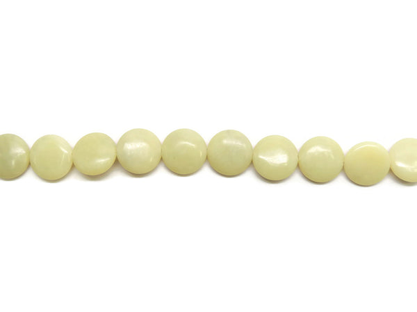 Yellow Jade Coin Smooth Gemstone Beads 20mm