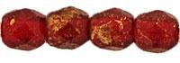 Gold Siam Ruby 3mm Fire Polish
