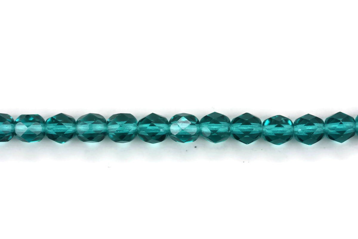 Robin Egg Fire Polished Czech Glass Faceted Oval Beads 6 mm