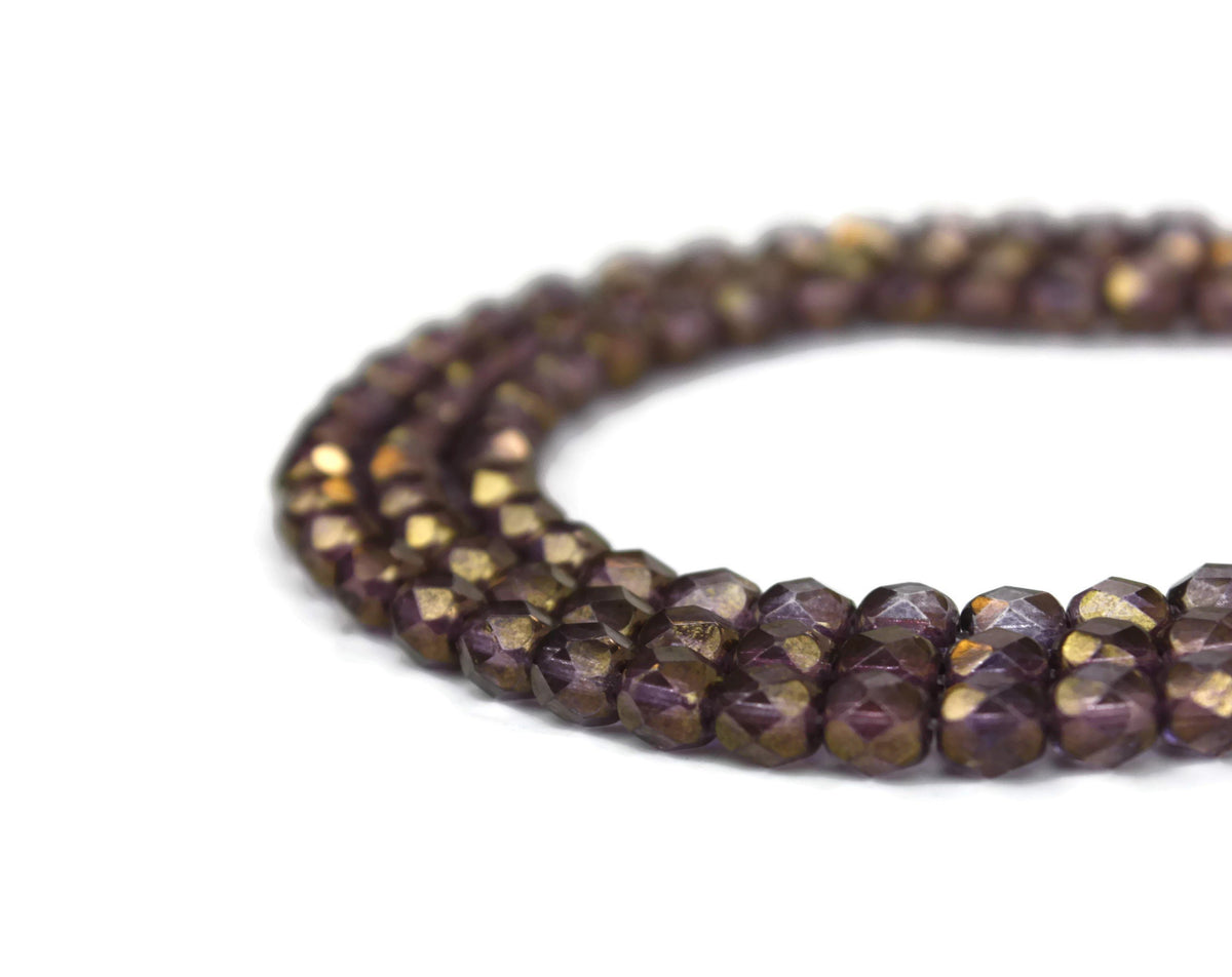 Light Purple AB Fire Polished Czech Glass Faceted Oval Beads 6 mm