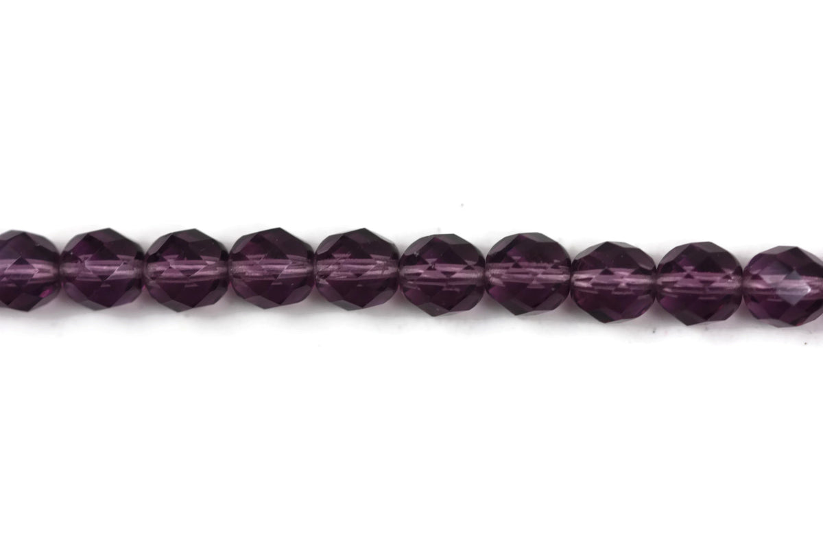 Purple Fire Polished Czech Glass Faceted Oval Beads 8 mm