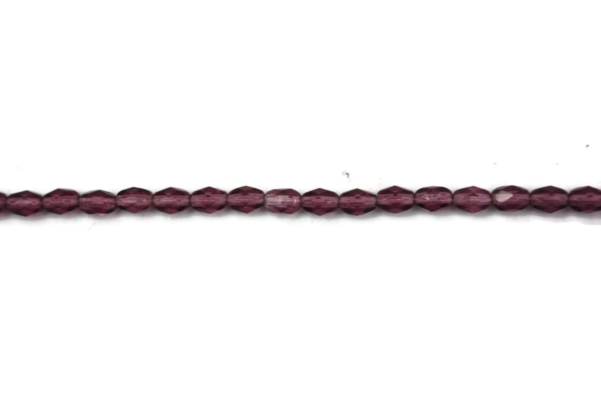 Purple Fire Polished Czech Glass Faceted Oval Beads 5 mm