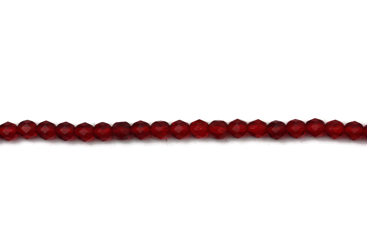 Red Fire Polished Czech Glass Faceted Oval Beads 6 mm