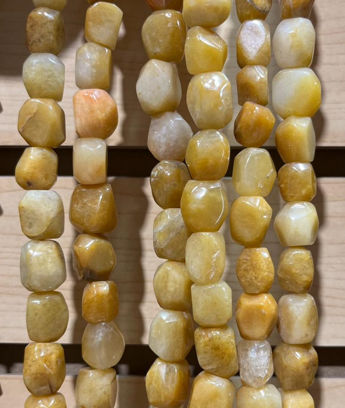 Genuine Golden Yellow Jade Smooth Square Gemstone Beads 12x16mm