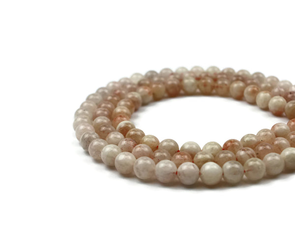 Sunstone Smooth Round Gemstone Bead 8 mm 15" strand