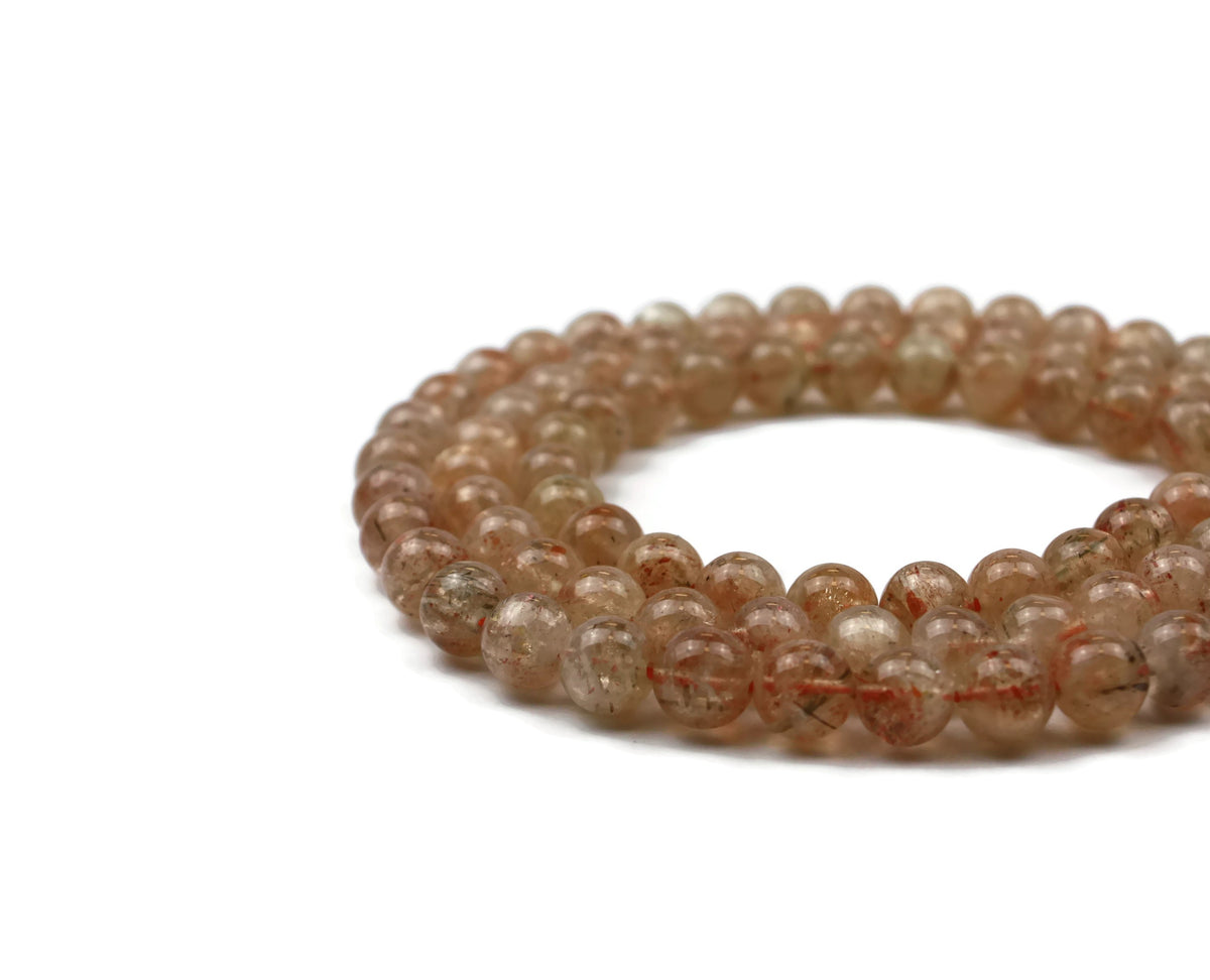 Sunstone Smooth Round Gemstone Bead 9 mm 15.5" strand