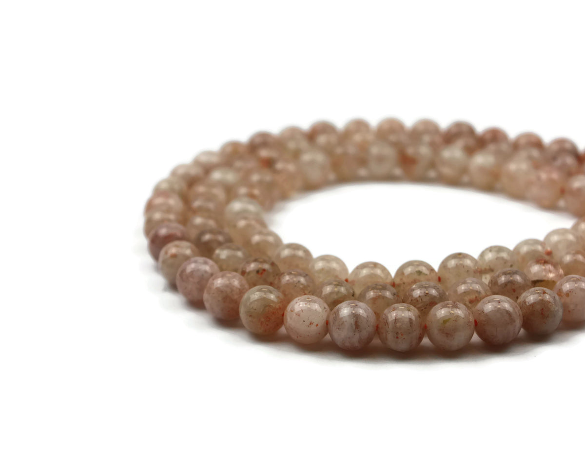 Sunstone Smooth Round Gemstone Bead 9 mm 15.5" strand