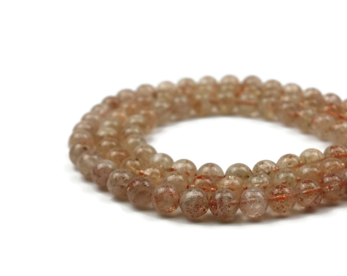 Sunstone Smooth Round Gemstone Bead 9 mm 15.5" strand