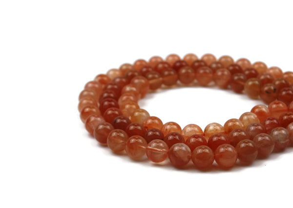Sunstone Smooth Round Gemstone Bead 10 mm 15" strand