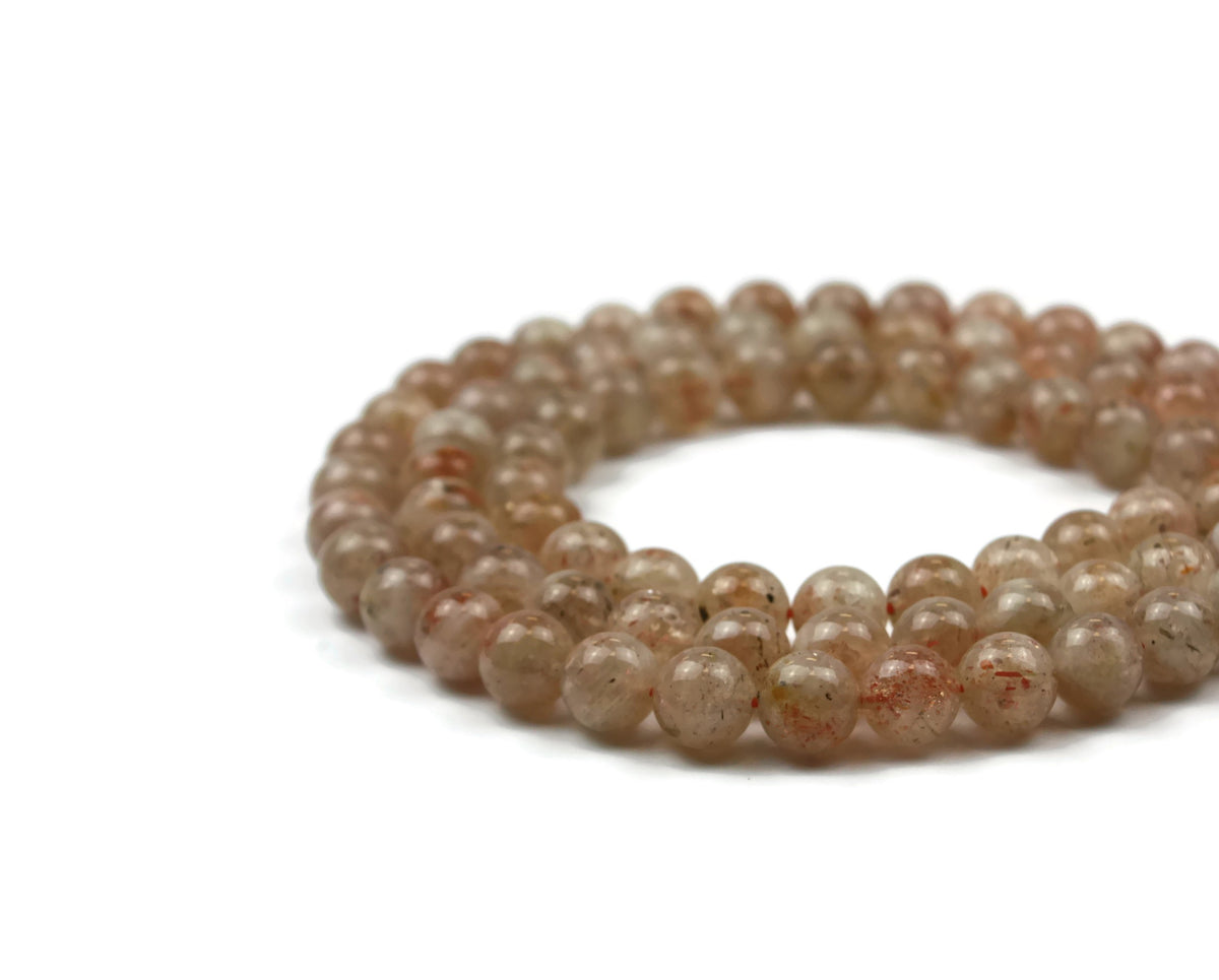 Sunstone Smooth Round Gemstone Bead 10 mm 15" strand