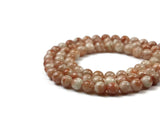 Sunstone Smooth Round Gemstone Bead 10 mm 15" strand