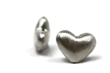 Bali Bead Handmade Sterling Silver Brushed Heart Bead 13.5 x 12.5 mm