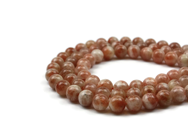 Sunstone Smooth Round Gemstone Bead 11 mm 15" strand