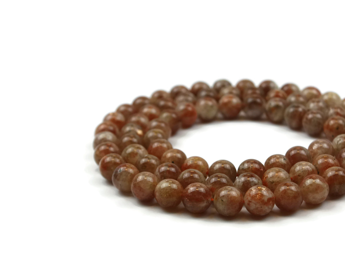 Sunstone Smooth Round Gemstone Bead 11 mm 15" strand