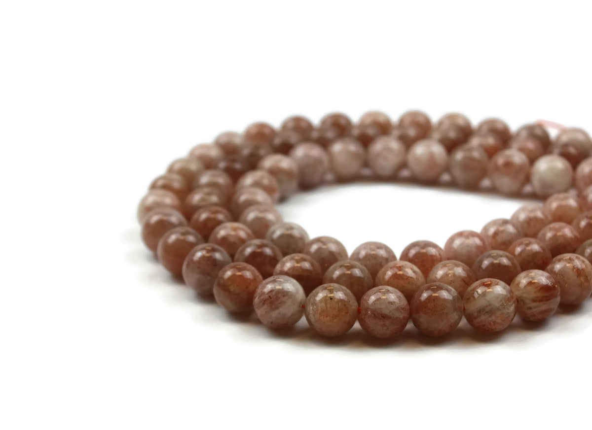Sunstone Smooth Round Gemstone Beads 12mm 15" strand (31 pcs)