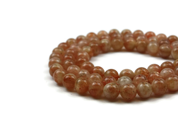 Sunstone Smooth Round Gemstone Beads 12mm 15" strand (34 pcs)