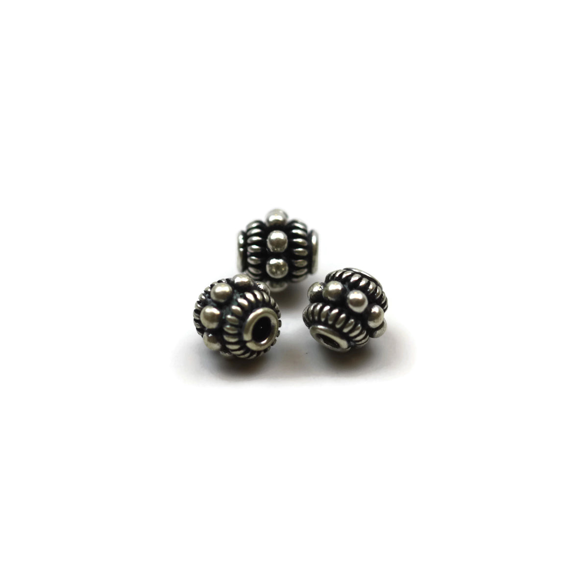 Bali Bead Sterling Silver Granules and Rope Spacer Bead 6 x 6.5 mm