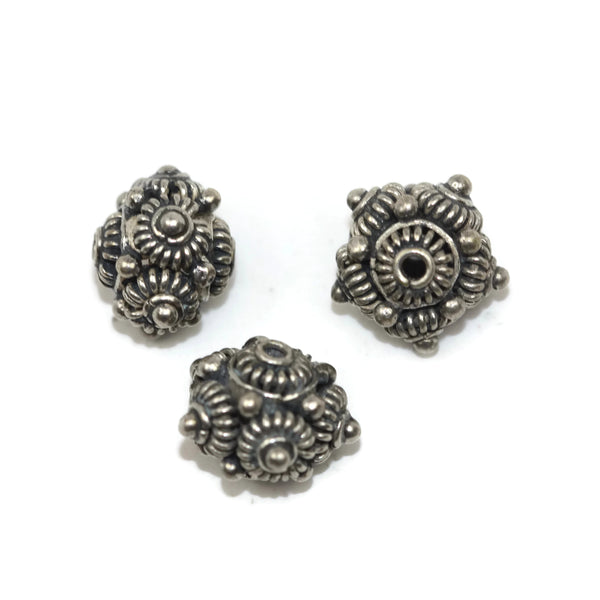 Bali Bead Sterling Silver Round Bead 9.5 x 11 mm