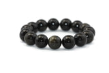 Natural Black Obsidian Gemstone Beads 14mm Bracelet/Half Strand A Grade ***