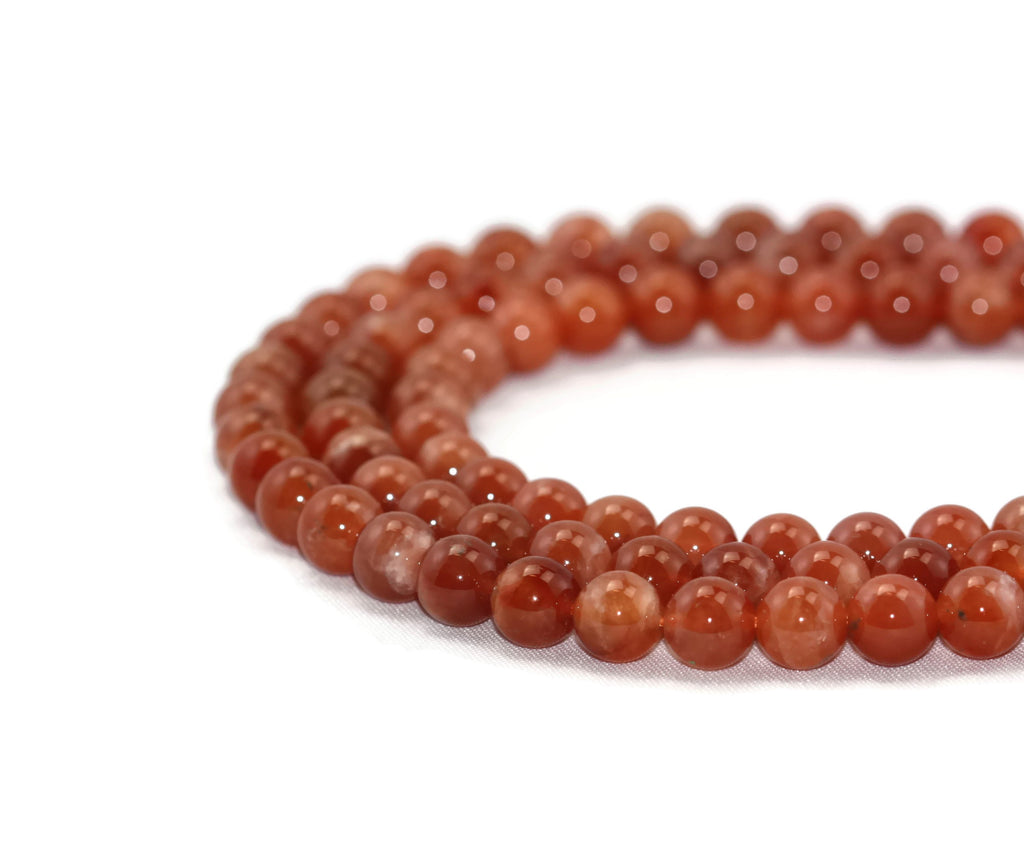 8mm Smooth Round, Red Carnelian Stone Beads (16 Strand)