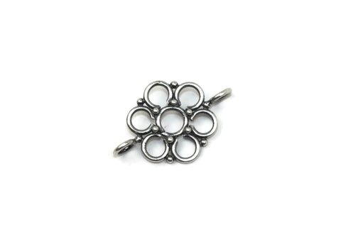 Bali Antique Sterling Silver Round Floral Connector 22 x 15mm