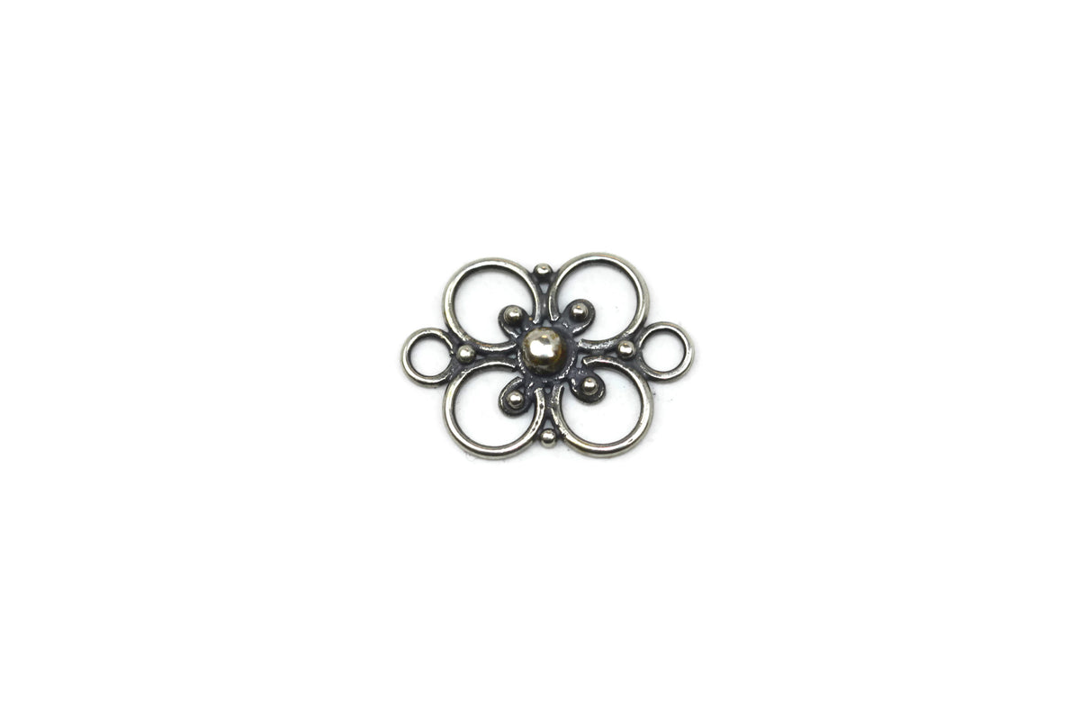 Bali Antique Sterling Silver Floral Connector 17.5 x 12mm