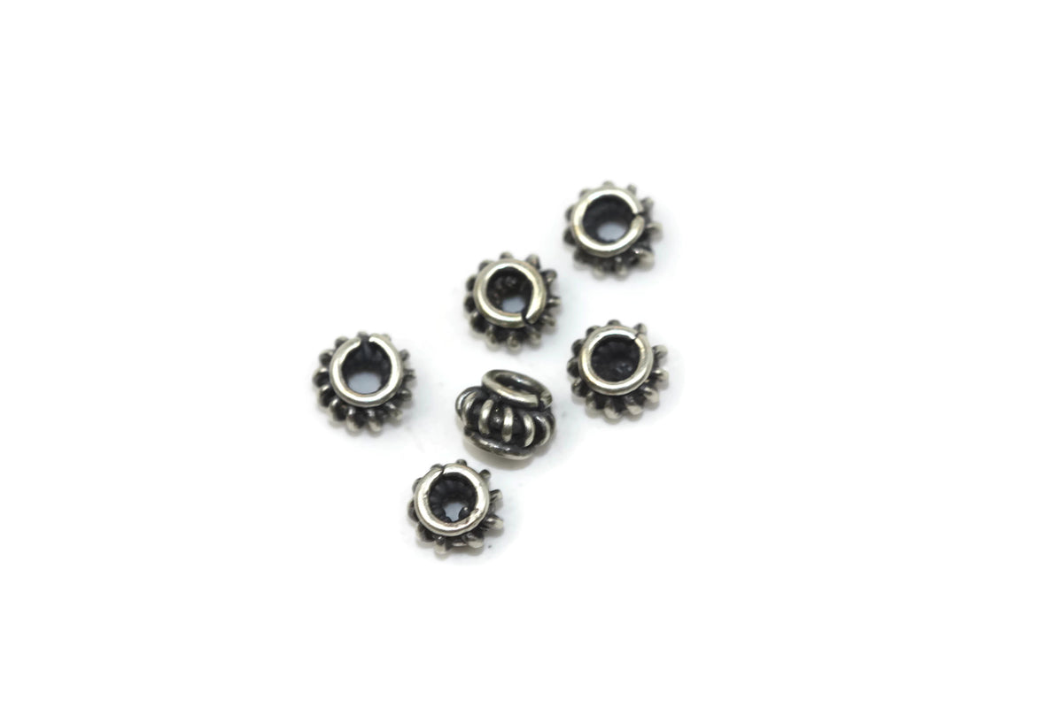 Bali Bead Handmade Sterling Silver Round Coiled Spacer Bead 3 x 5mm