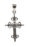 Rhodium Plated Sterling Silver Cubic Zirconia Cross Pendant