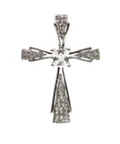 Rhodium Plated Sterling Silver with Cubic Zirconia Cross Pendant 35 x 25 mm