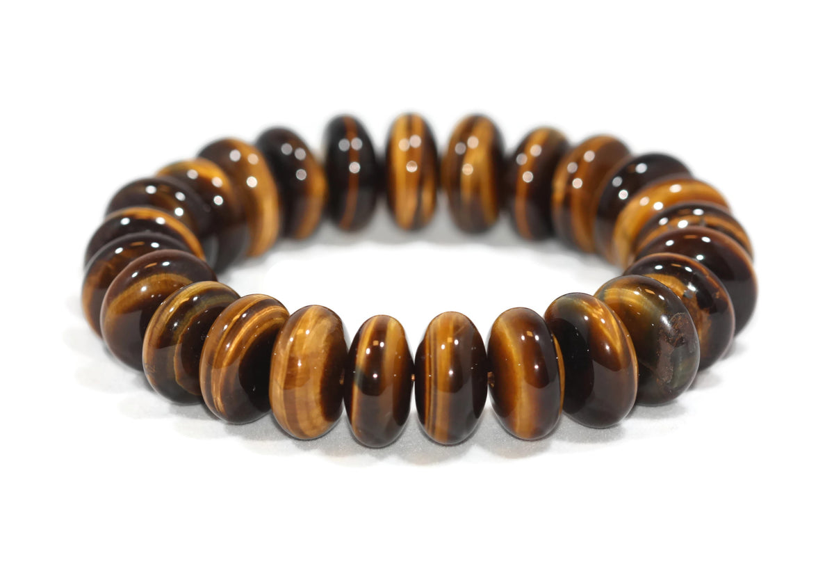 Tigers Eye Smooth Rondelle Gemstone Beads 16 x 8mm Bracelet/Half Strand AA Grade (25 pcs)