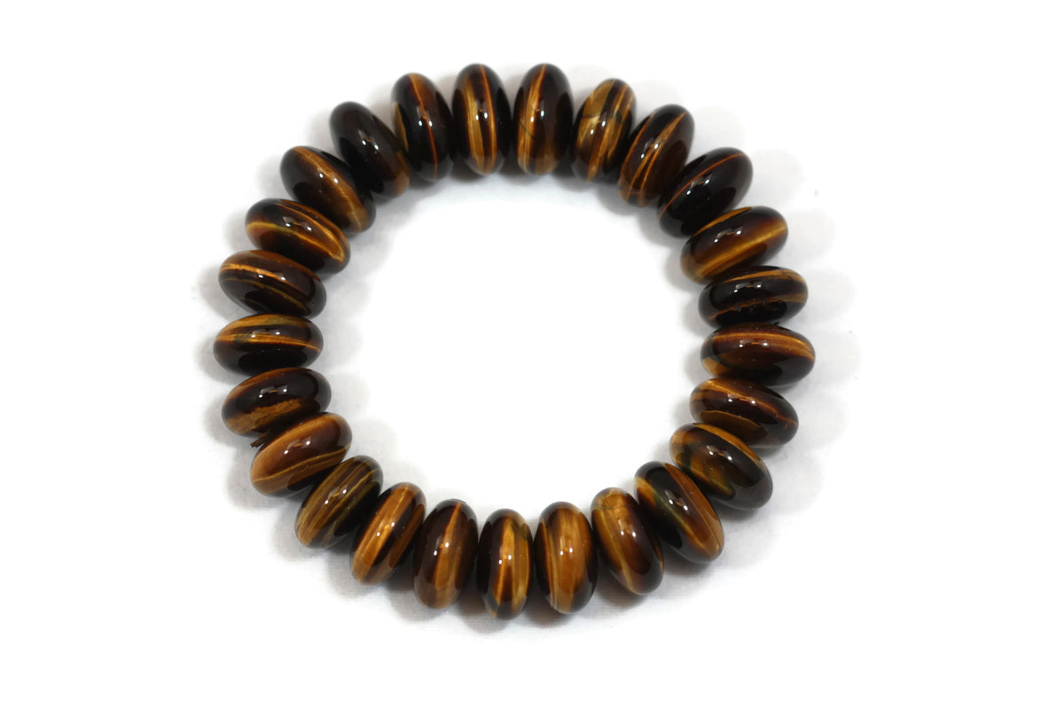 Tigers Eye Smooth Rondelle Gemstone Beads 16 x 8mm Bracelet/Half Strand AA Grade (25 pcs)