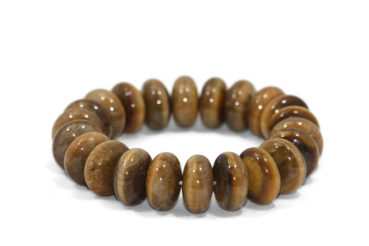 Tigers Eye Smooth Rondelle Gemstone Beads 18 mm Half Strand/Bracelet AA