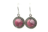 Handmade 925 Sterling Silver Jasper Gemstone Circle Drop Earrings