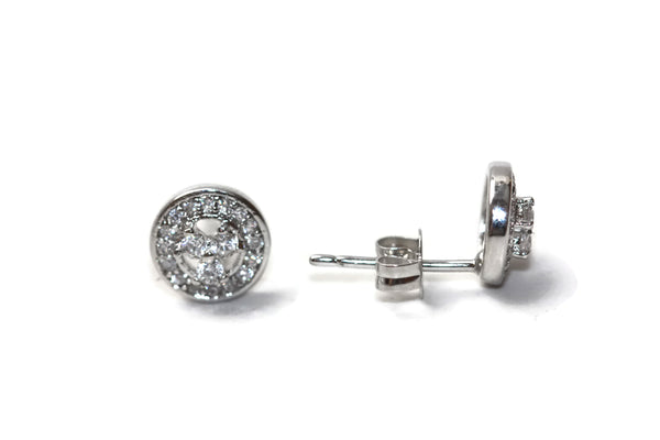 Rhodium Plated Cubic Zirconia Stud Earrings