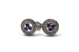 Rhodium Plated Purple Cubic Zirconia Stud Earrings