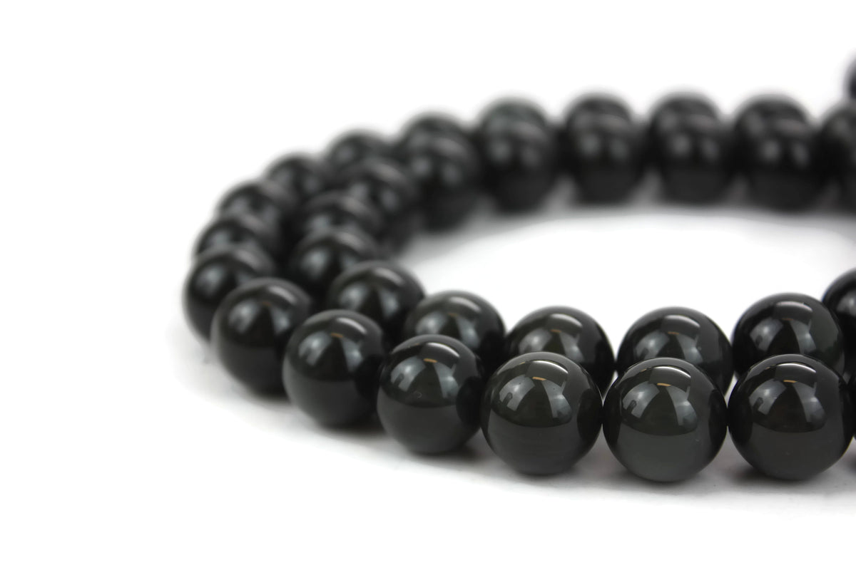 Natural Black Obsidian Gemstone Beads 14mm 16" strand A Grade ***