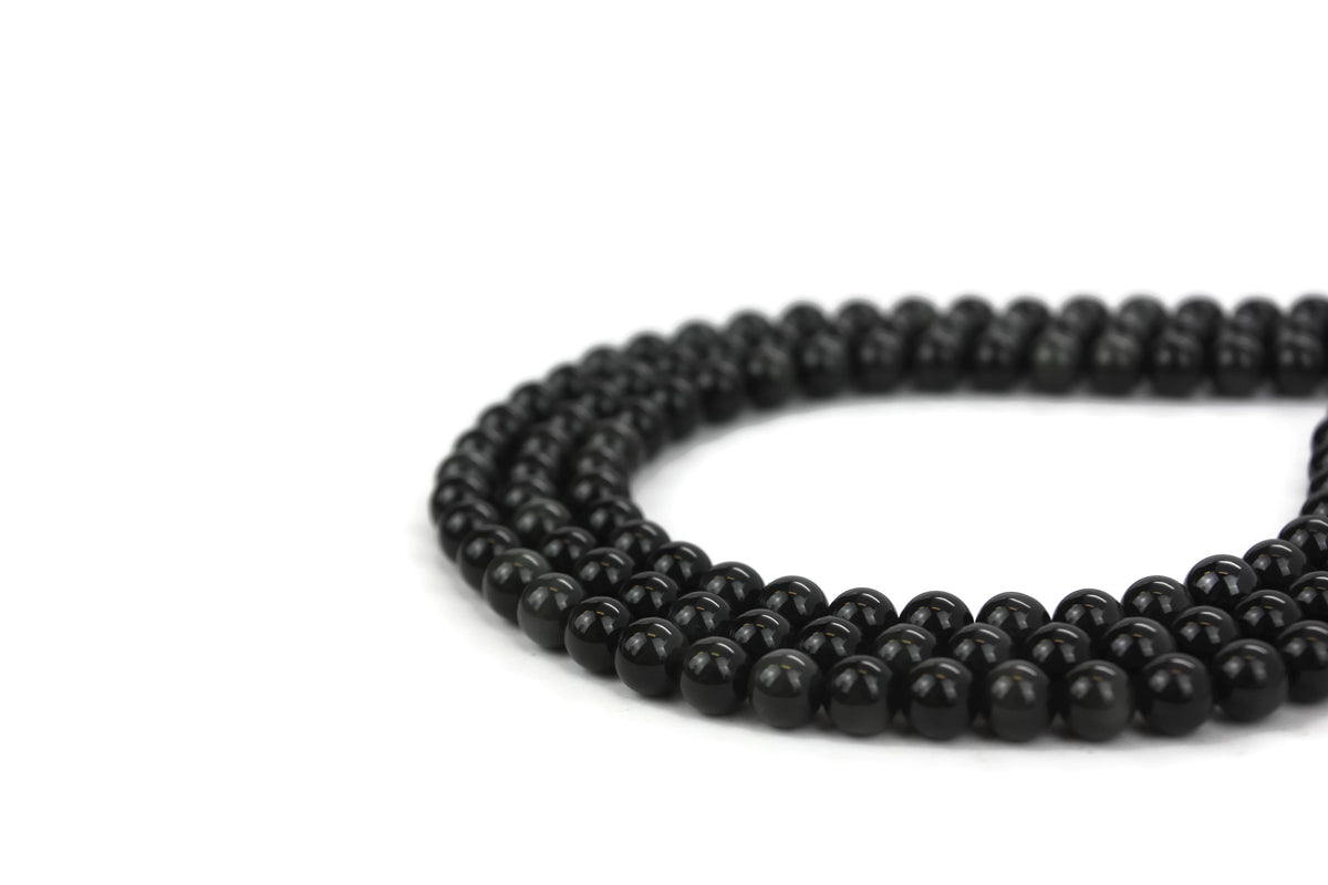 Natural Black Obsidian Gemstone Beads 6mm 16" strand A Grade ***