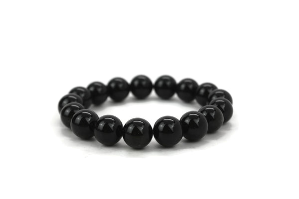 Natural Black Obsidian Gemstone Beads 12mm Bracelet/Half Strand AB Grade ***