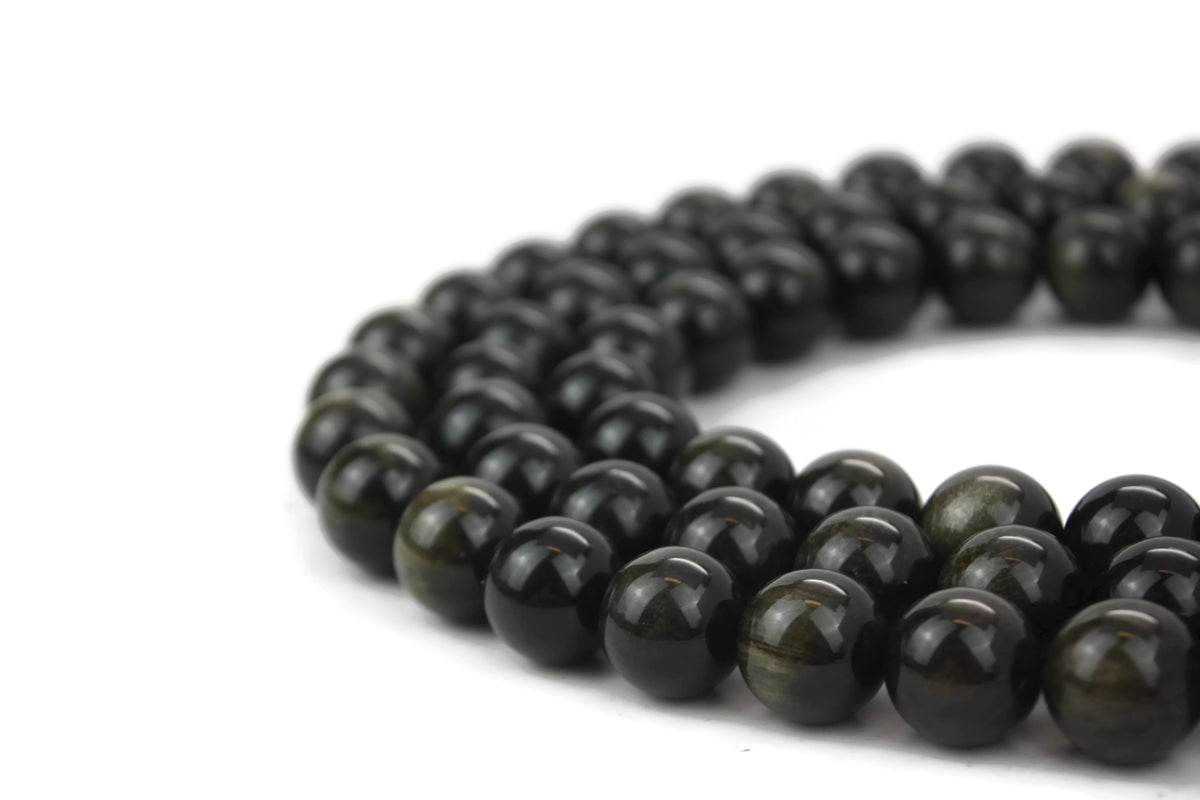 Natural Black Obsidian Gemstone Beads 16mm 16" strand B Grade ***