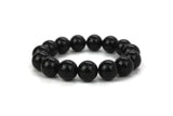 Natural Black Obsidian Gemstone Beads 14mm Bracelet/Half Strand B Grade ***