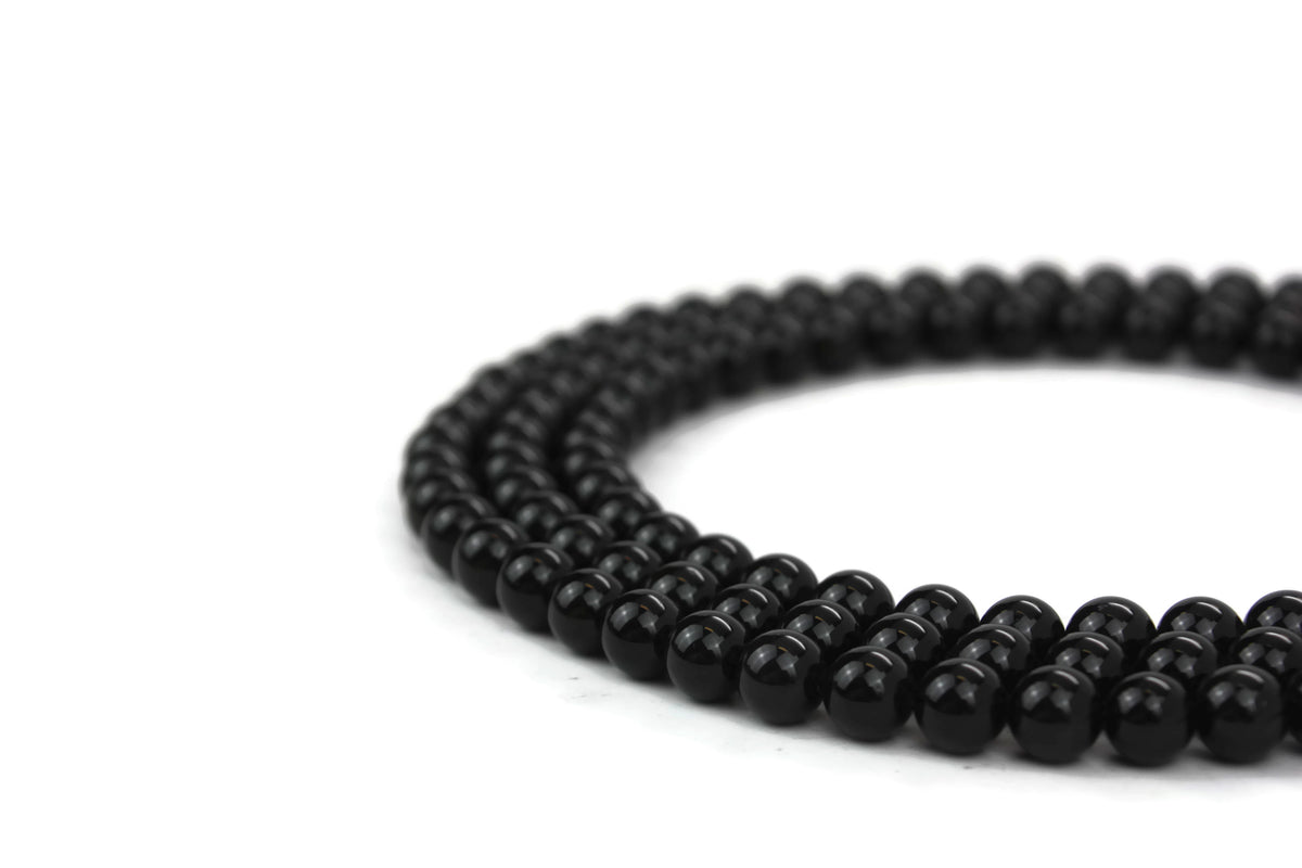 Natural Black Obsidian Gemstone Beads 8mm 16" strand B Grade ***