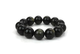 Natural Black Obsidian Gemstone Beads 18mm Bracelet/Half Strand AB+ Grade