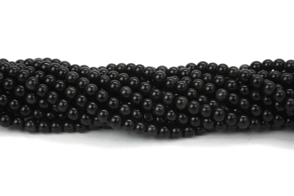 Natural Black Obsidian Gemstone Beads 5mm 16" strand A Grade ***